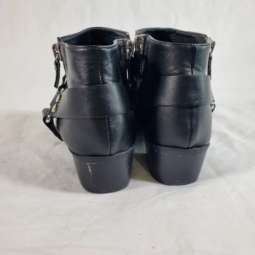Lane Bryant Black Harness Ankle Boots Booties Size 11 Wide 11W Vegan Leather - Picture 3 of 6